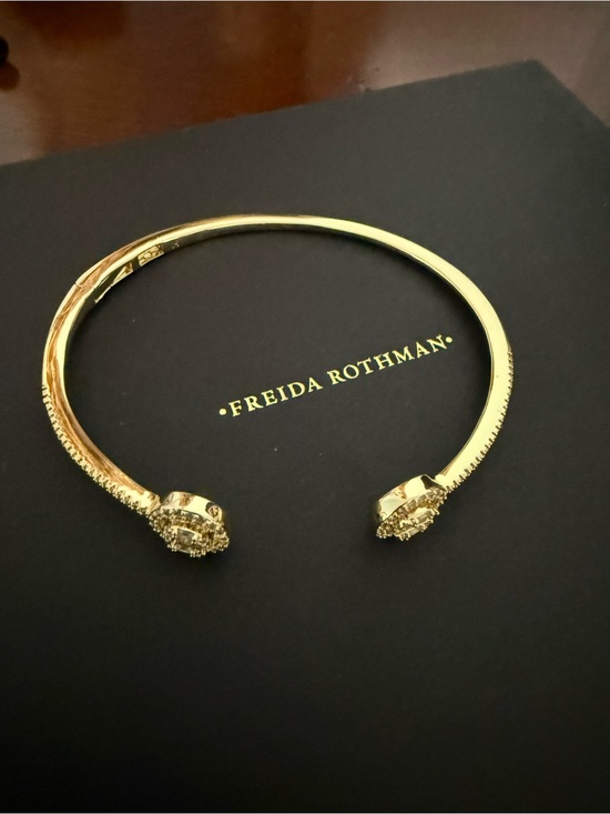 Source Unknown Jewelry - Gold Open Cuff Bracelet with Crystal Ends
